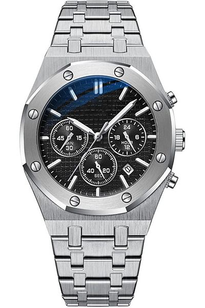 COOYA Multifunction Sports Watch,Men's Steel Band Waterproof Quartz Watch,Silver