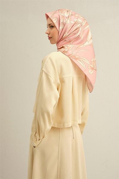 Armine Patterned Pure Silk Twill Scarf 9324- 08