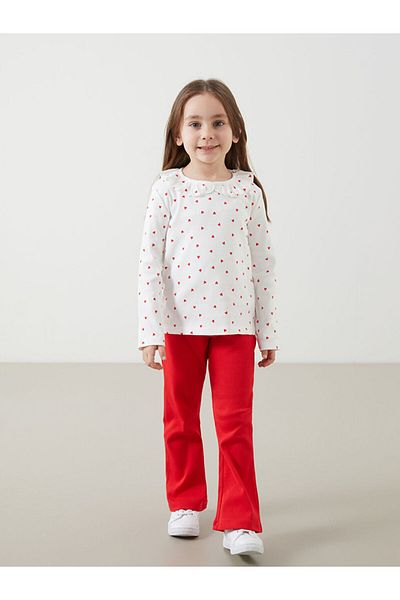 LC Waikiki Lcw Crew Neck Printed Girls' Blouse and Leggings Pants 2 Pcs