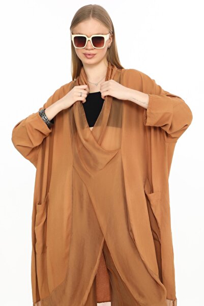 Bohem Stil Italian Silk Detailed Oversize Cap Blouse - Wes Trouser Set