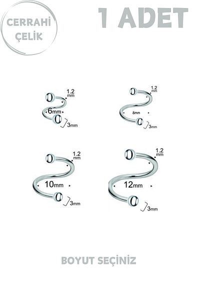 Blisse Piercing Unisex Surgical Steel Tragus Helix Lobe Lip Cartilage Spiral Piercing