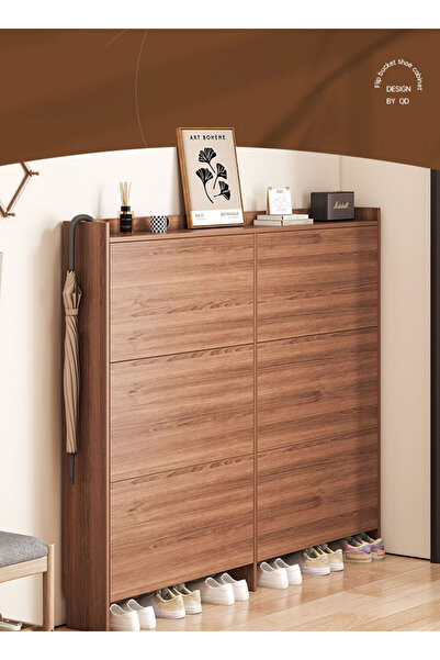 sharpdo Ultra-Thin Entrance Furniture Shoe Cabinet, 6-Door 3-Layer Dump Multifunctional Storage Shoe Cabinet