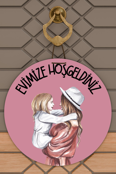 Dormot Home Ornament Modern pentru Ușă Roz Mamă Fiică Ornament pentru Ușă în ...