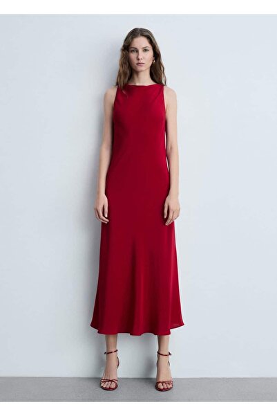 MANGO Woman Midi boy saten elbise