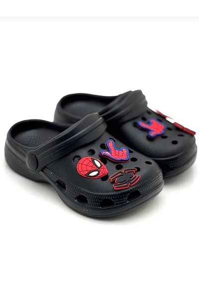 casso Boy's Non-Slip Sole Home Kindergarten Sea Soft Black Sandals Slippers