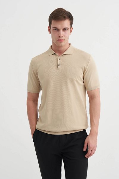 Cazador Πλεκτό μπλουζάκι Polo Neck Regular Fit με κουμπιά