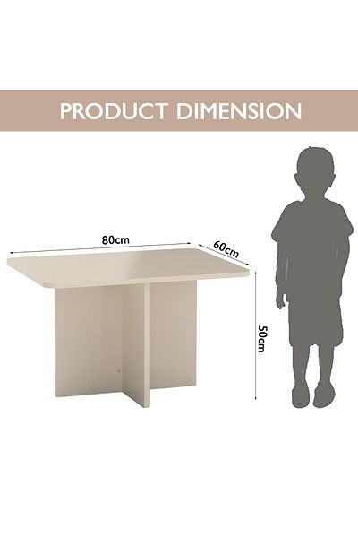 Mahmayi Modern Ergonomic Child Desk for Kids, 80x50cm, Round Edges Ideal for Toddlers-Sand Beige