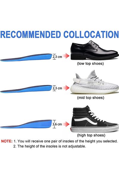 COOYA Height Increase Insoles,Heel Pad, Breathable and sweat-wicking, comfortable fabric,2.3cm