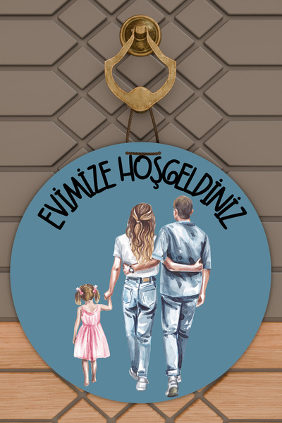 Dormot Home Ornament Modern pentru Ușă Fundal Albastru Copil de Iarnă Ornamen...