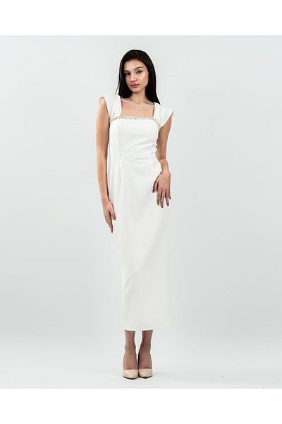maf collection Βραδινό φόρεμα με λεπτομέρεια από λευκή πέτρα