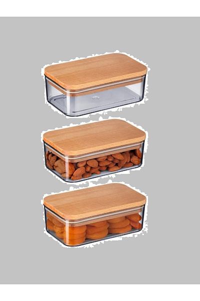 Madame Coco Diviera 500ml Wooden Lid Storage Container Set of 3