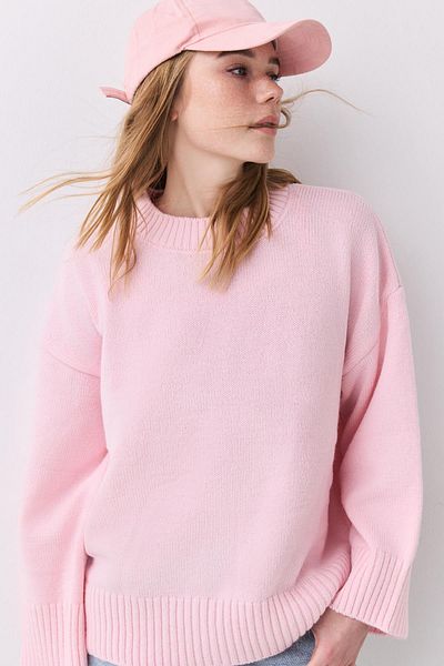 Trendiz Πλεκτά ροζ Oversize - Γυναικείο μοντέλο Crew Neck 1011