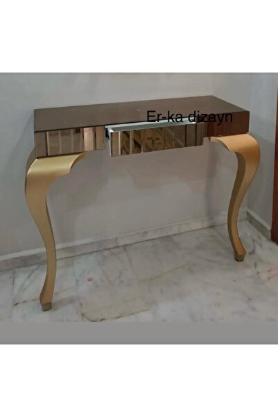 ER-KA DİZAYN Ayna kaplamalı Ultra Lüks Çekmeceli Ayna Dresuar BRONZ