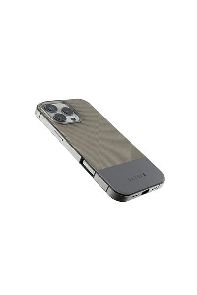 Levelo Cuir Two Tone Leather Case For iPhone 16 Pro - Gray