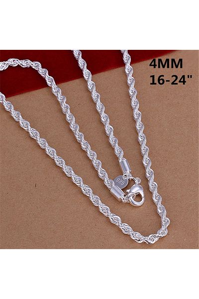 Choice 60 سم 16-24 بوصة للنساء والرجال أزياء جميلة اللون الفضي سحر 4 مم سلسلة حبل قلادة تناسب بيندان