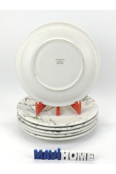 MAViHOME Corendon Series 25 cm Marble Pattern Porcelain Serving Plate 6 Pieces