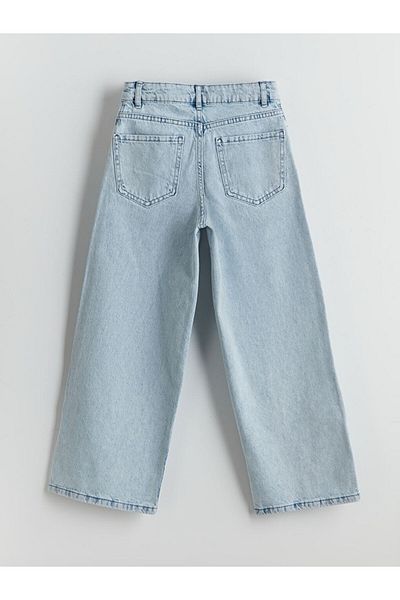 LC Waikiki Pantaloni de jeans pentru fete LCW Kids Blue cu talie elastică reglabilă