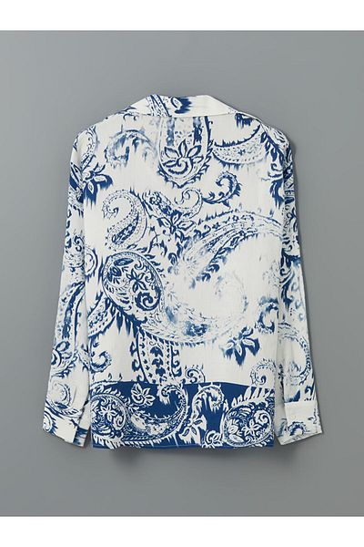 LC Waikiki Lcw Vision Blue Print Oversize Women's Shirt