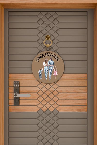 Dormot Home Modern Door Ornament Brown Floor Girl and Boy Children Family Outdoor Door Ornament