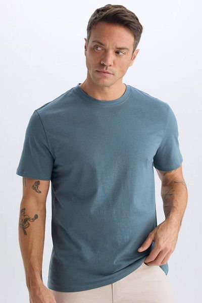 DeFacto Nou sezon Tricou cu mânecă scurtă, cu decolteu rotund, cu formă regulată