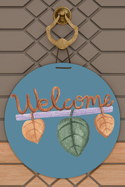 Dormot Home Ornament modern pentru ușă Fundal albastru Frunză de bun venit Or...