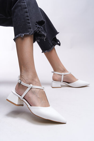 Riccon White Hardcover Women's Heeled Shoes Emelkaela 0012012