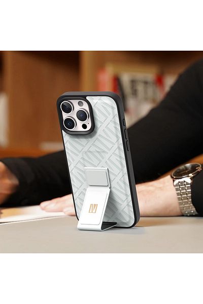 Levelo Morphix Cuero Gripstand Case For iPhone 16 Pro Max - White