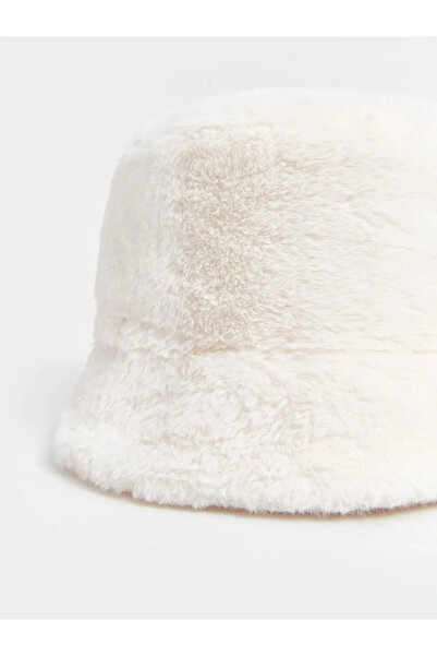 LC Waikiki LCW ACCESSORIES Ekru Pelüş Kadın Bucket Şapka