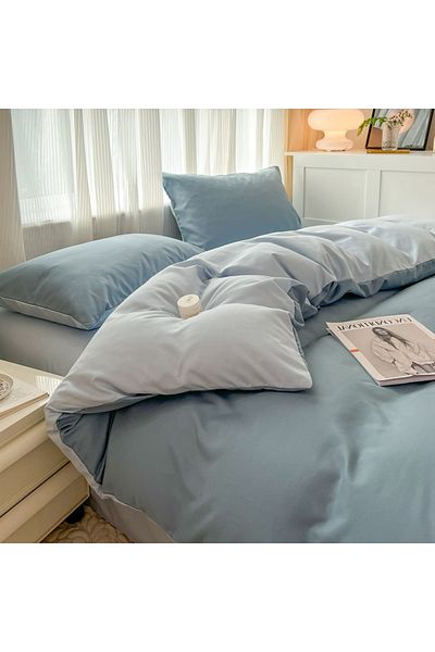 sharpdo 4-Piece Set Bedding Modal Quilt Cover Set with 1 Quilt Cover 1 Sheet and 2 Pillowcases 2m Bed