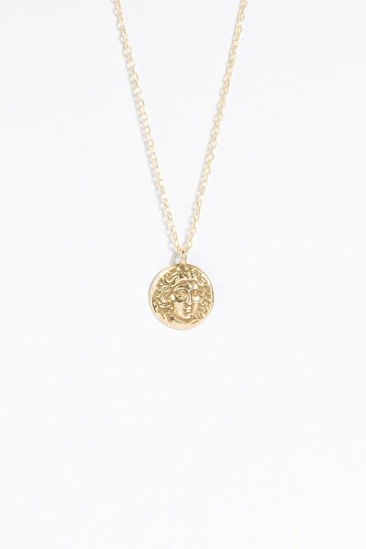 Takıdepo Antik Roma Figürlü Minimal Gümüş Kolye-Altın Rengi