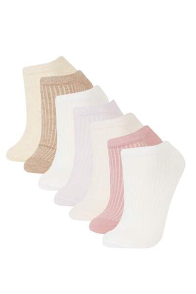 DeFacto Women's 7-Piece Cotton Booties Socks E2116Axns