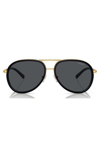 Versace Unisex Gold-Smoked Organic Sunglasses - Cam Bone Closed, Drop Frame, Uv 60-16
