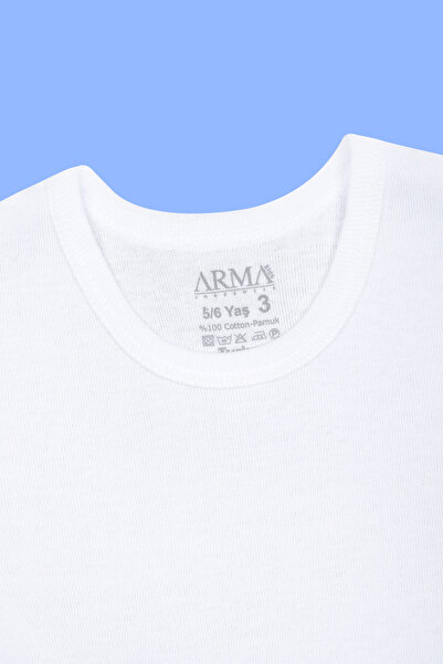 Arma Yıldız 2 Pack Boy's White Long Sleeve Undershirt T-Shirt Badi 100% Cotton