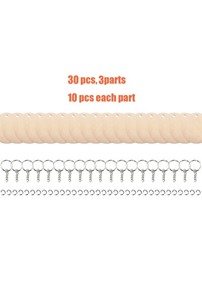 Choice 30 قطعة من سلاسل المفاتيح الخشبية الفارغة المستطيلة، زينة خشبية، حلقات...