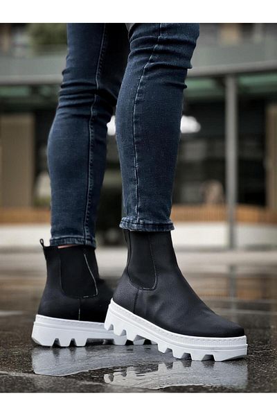 BilfolD High Sole Chelsea Boots Black (White Sole)