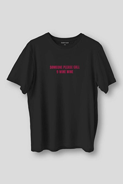 ZOKAWEAR Someone Please Call 9 Wine 911 Wine Funny Black T-Shirt Unisex Regul...