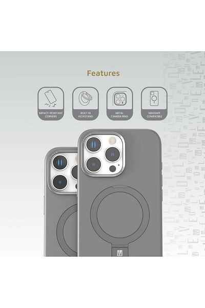 Levelo Iris Pro Magsafe Liquide Silicone Case For iPhone 16 Pro Max - Gray