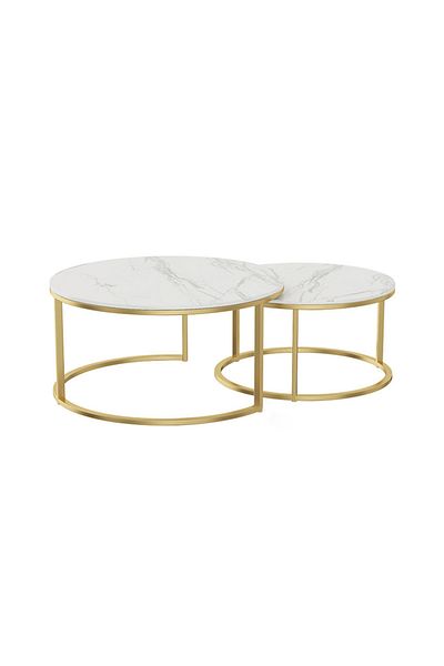 sharpdo Modern Living Room Home Light Luxury Slate Round Tea Table