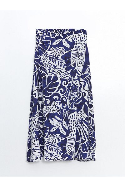 LC Waikiki Fusta de damă LCWAIKIKI Classic Blue cu talie elastică florală