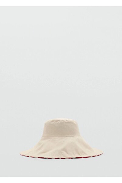 MANGO Woman قبعة دلو منقوشة على شكل حمار وحشي مزدوجة الجوانب