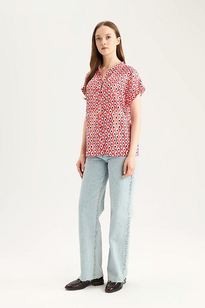 DeFacto Regular Fit Apache Collar Print Short Sleeve Shirt I6173Az25Sm
