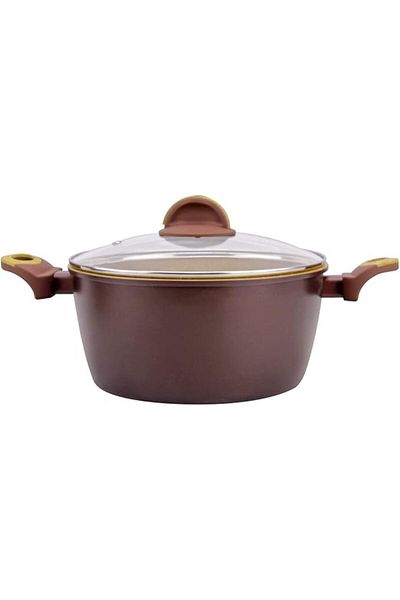 Winds Trading WILSON Oak Stone Aluminum Casserole with Lid, Non-Stick Marble Granite Coating, 20cm Stock Pot