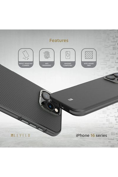 Levelo Ox Carbon Case For iPhone 16 Pro Max - Grey