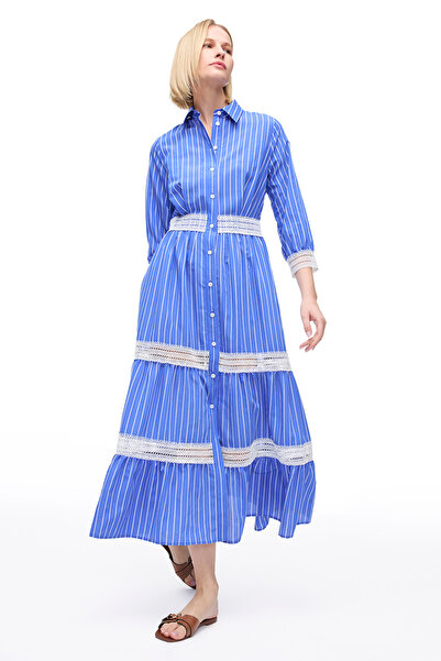 Perspective Saks Metz Regular Fit Смугасте плаття середньої довжини