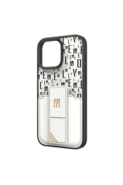 Levelo Morphix Gripstand Case With Cardholder For iPhone 16 Pro Max - White