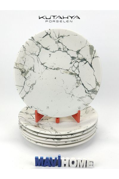 MAViHOME Corendon Series 25 cm Marble Pattern Porcelain Serving Plate 6 Pieces