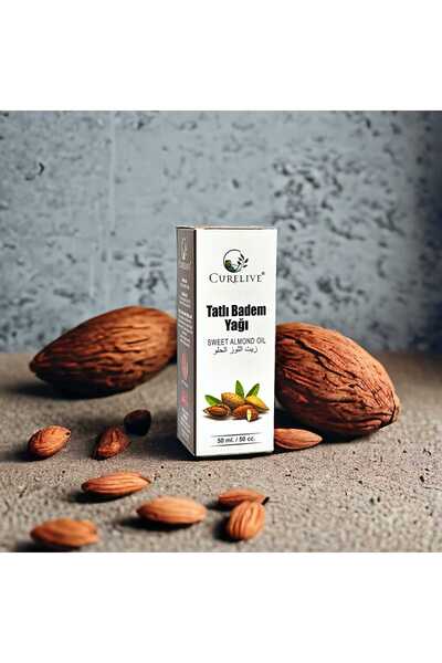 CURELIVE ORGANİK TATLI BADEM YAĞI cilt ve saç kaş kirpik-50ml