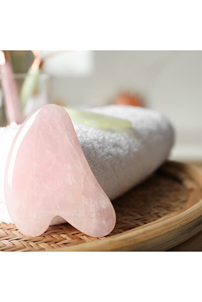 Paleo Pembe Kuvars Gua Sha Doğal Taş Masaj Aleti, 1 Adet