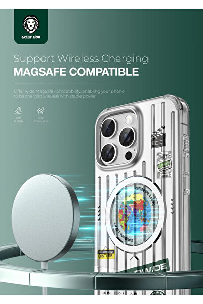 Green Lion Globe Magsafe Ip16Pro - فضي