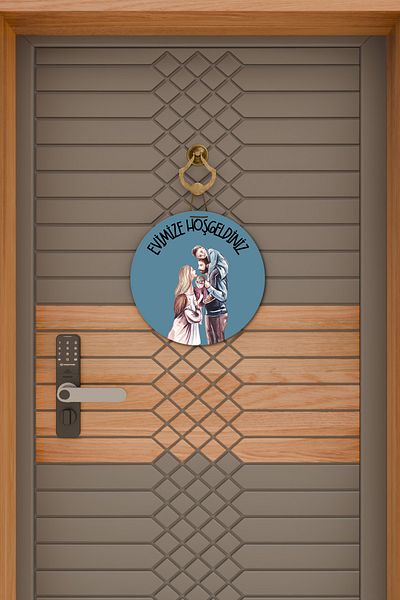 Dormot Home Modern Door Ornament Blue Five-Person Family Outdoor Door Ornament